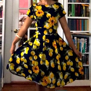 Citrus A-Frame 50s Style Cocktail Dress
